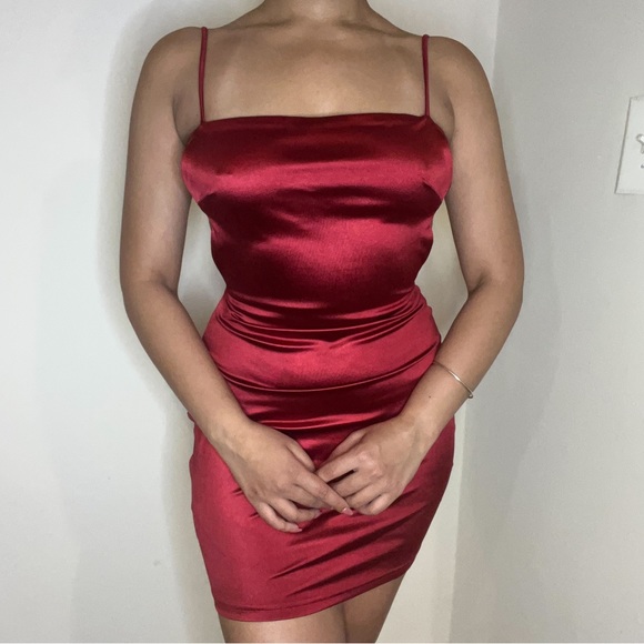 Satin Finish Mini Dress - Picture 2 of 5